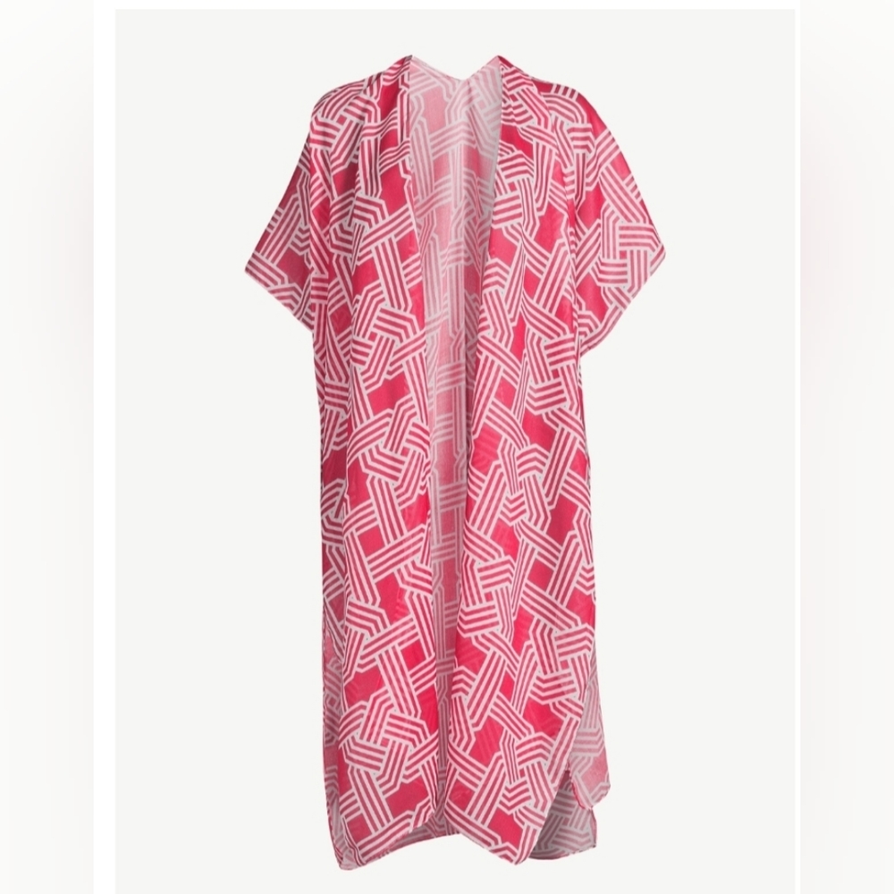 Women's Open-Front Geo-Print Duster - Picture 9 of 9